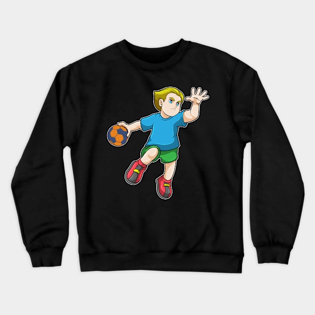 Boy at Jumping throw with Handball Crewneck Sweatshirt by Markus Schnabel